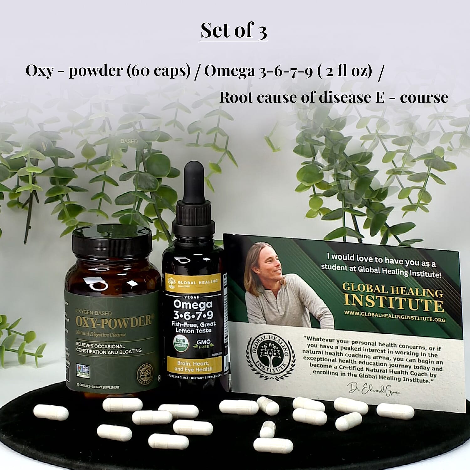 Global Healing The Root Cause of Disease Online Course, Oxy-Powder 60cap & OMEGA 2oz