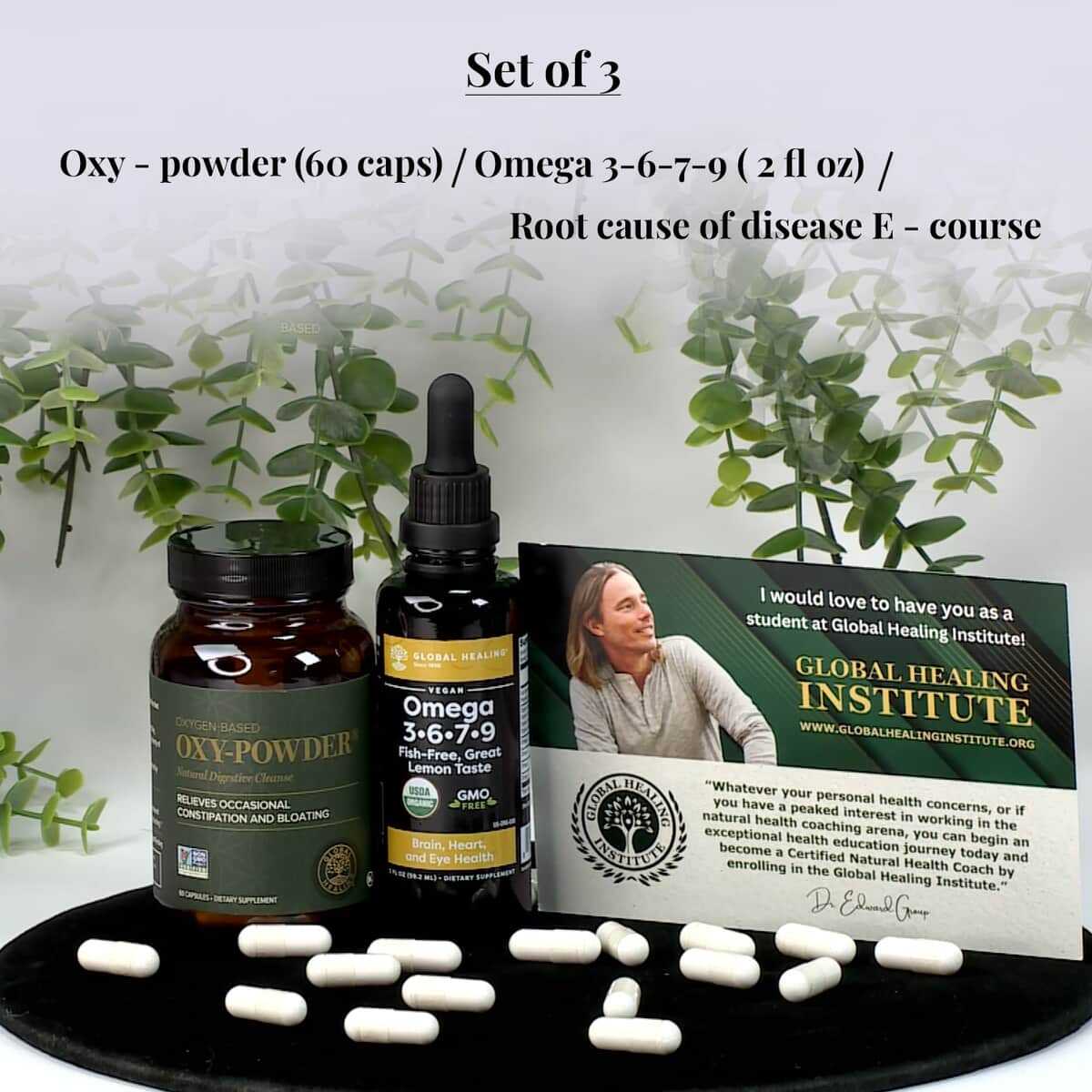 Global Healing The Root Cause of Disease Online Course, Oxy-Powder 60cap & OMEGA 2oz image number 1
