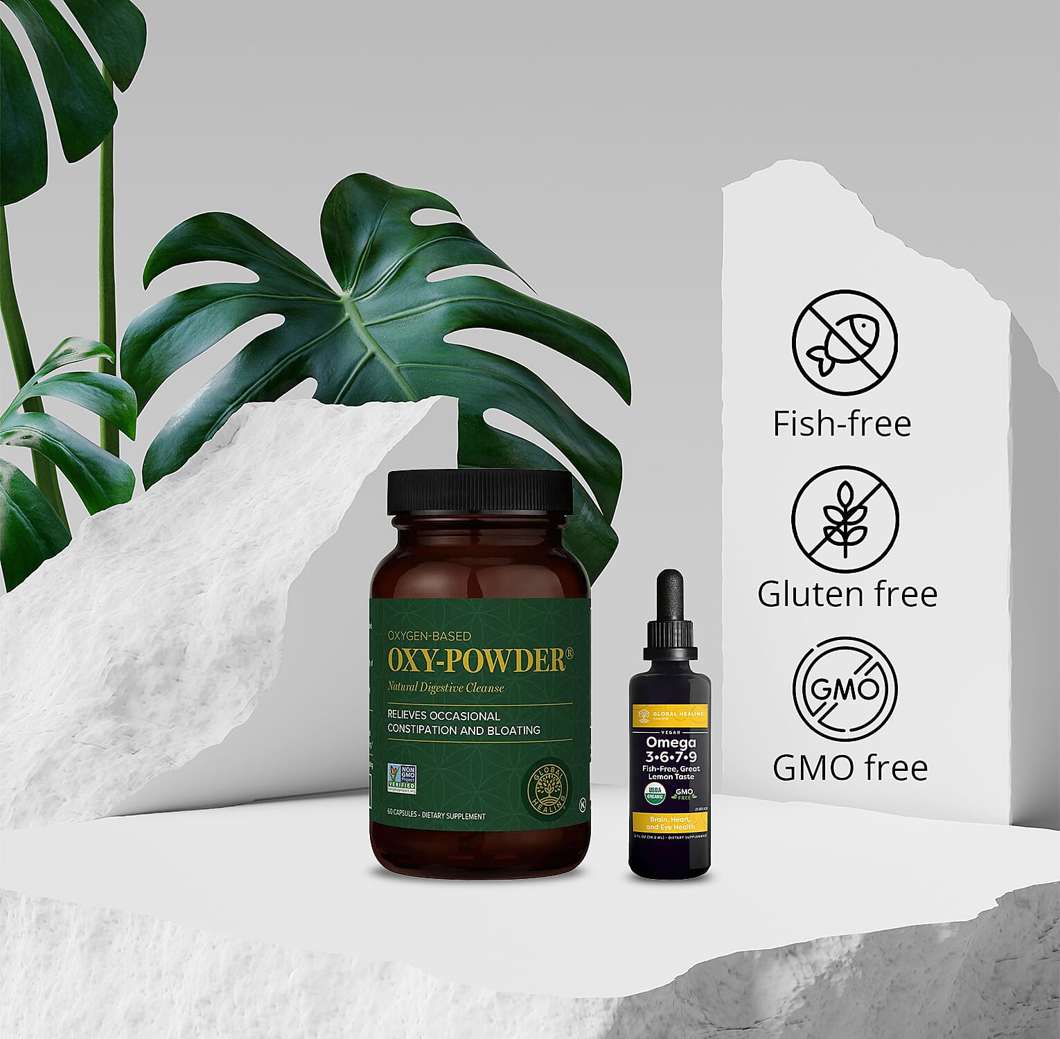 Global Healing The Root Cause of Disease Online Course, Oxy-Powder 60cap & OMEGA 2oz