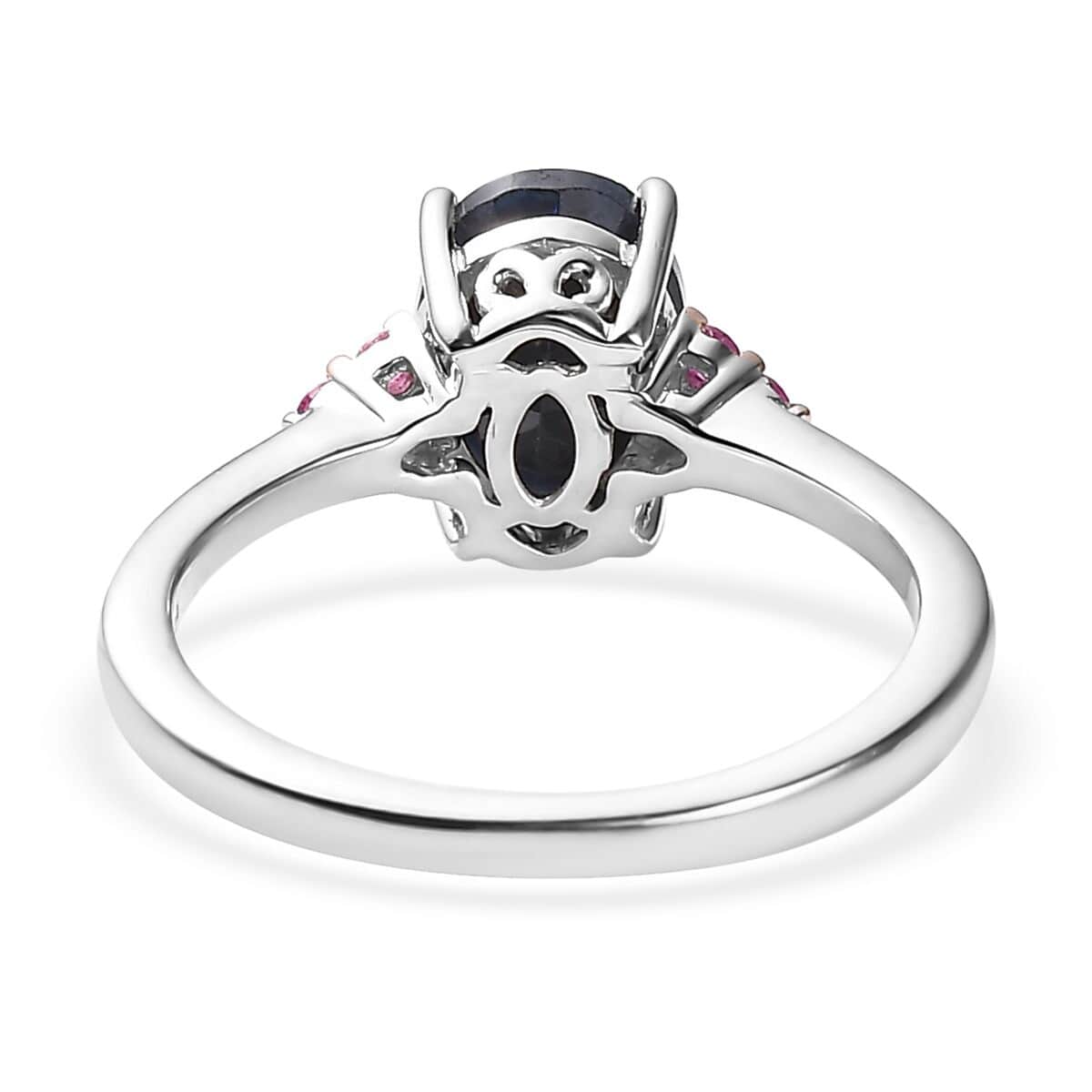 Midnight Sapphire and Madagascar Pink Sapphire Ring (Size 7.0) and Pendant in Platinum Over Sterling Silver 3.65 ctw image number 4