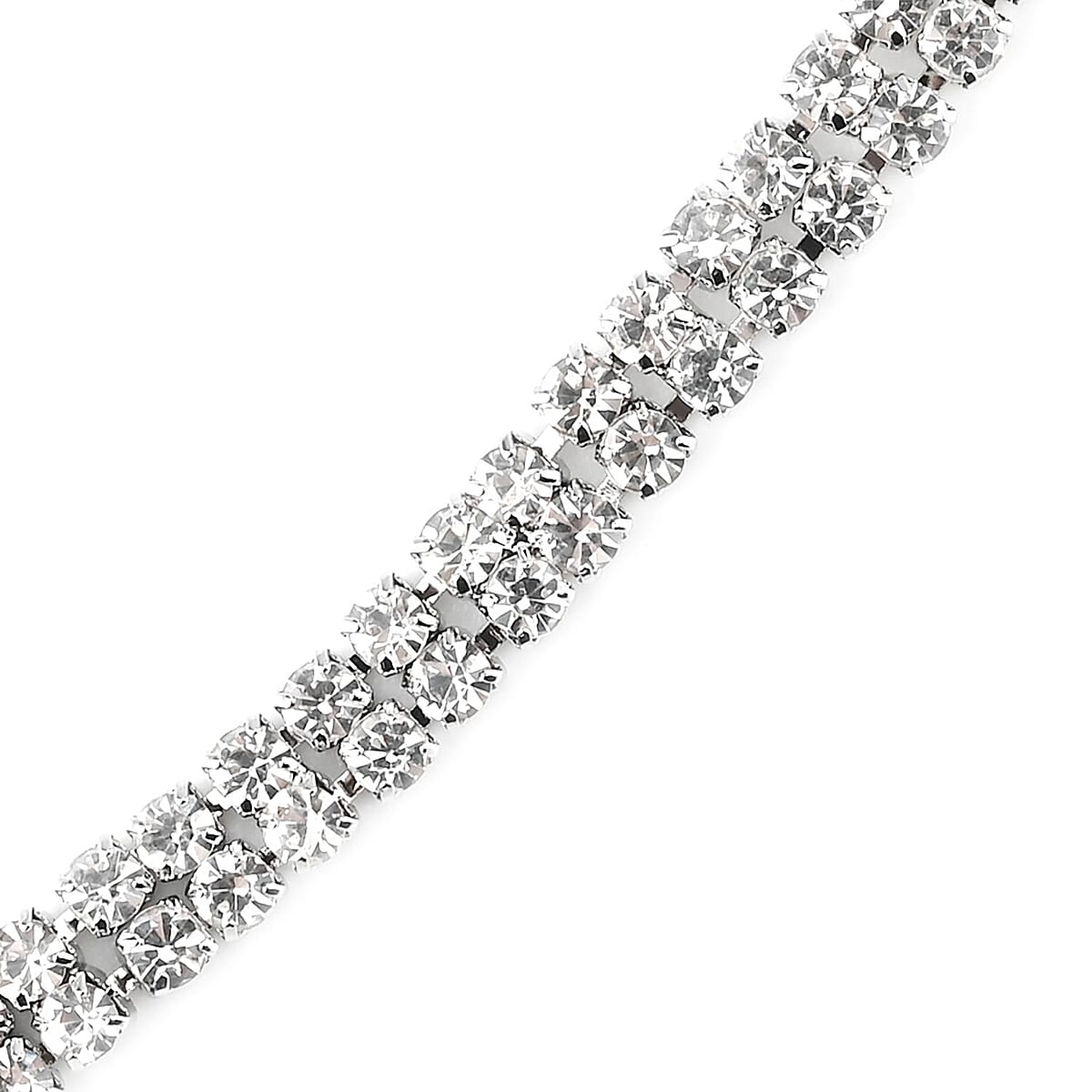 Austrian Crystal Necklace 20-22 Inches and Earrings in Silvertone image number 4