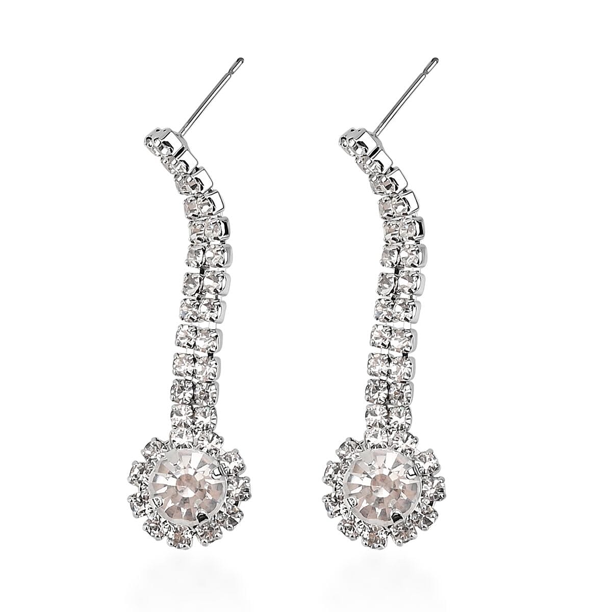 Austrian Crystal Necklace 20-22 Inches and Earrings in Silvertone image number 6