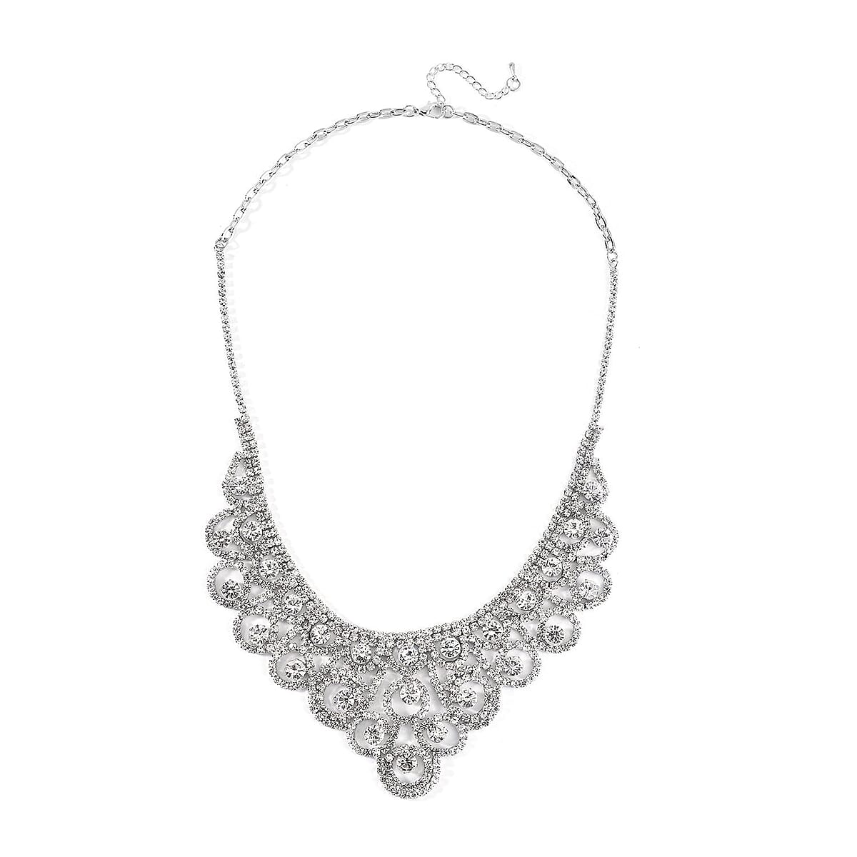 Austrian Crystal Necklace 20-22 Inches and Earrings in Silvertone image number 2