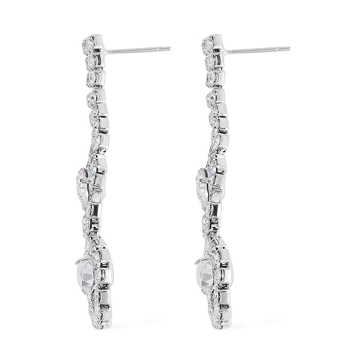 Austrian Crystal Necklace 20-22 Inches and Earrings in Silvertone image number 5
