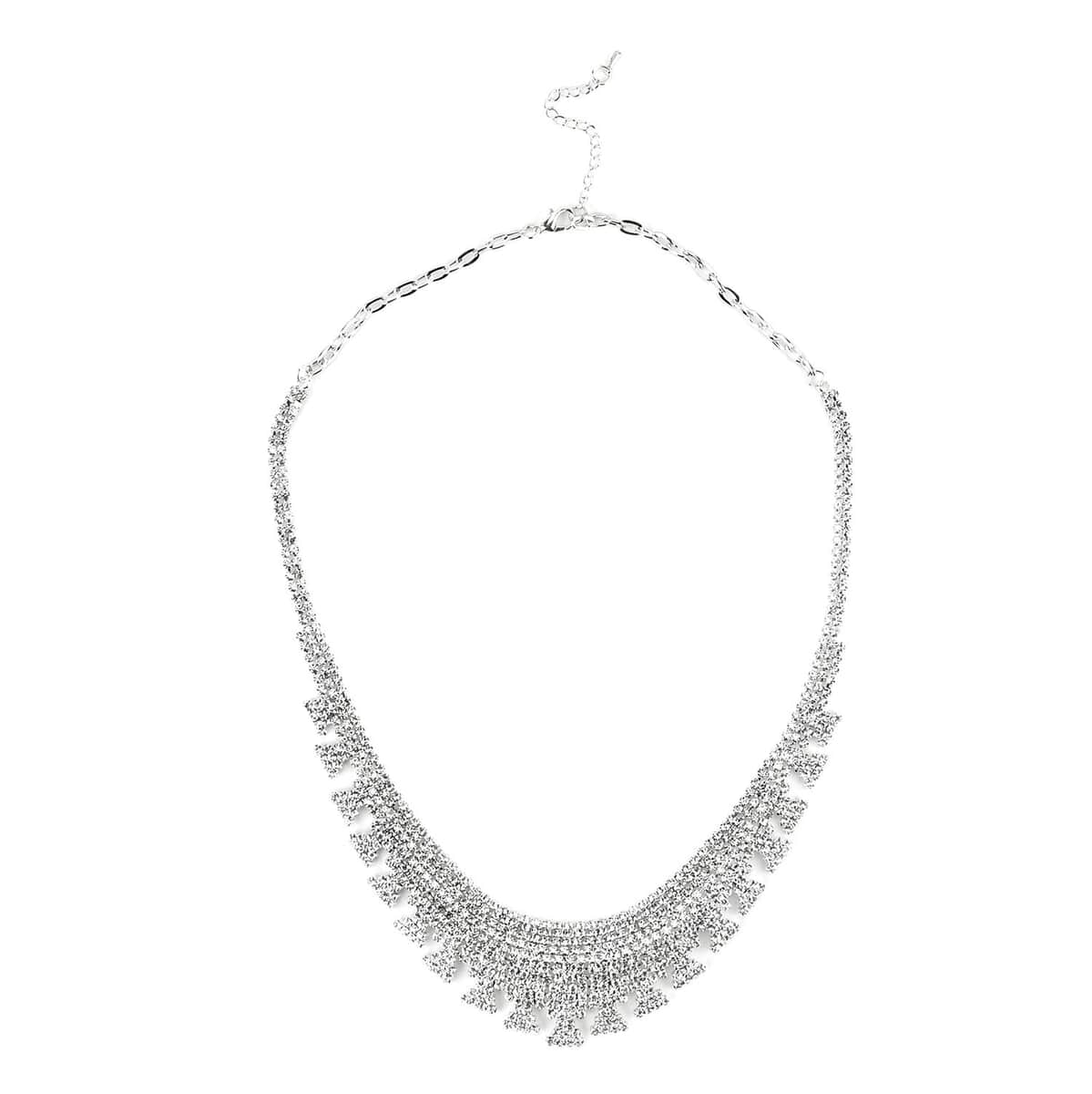 Austrian Crystal Necklace 20-22 Inches and Earrings in Silvertone image number 2