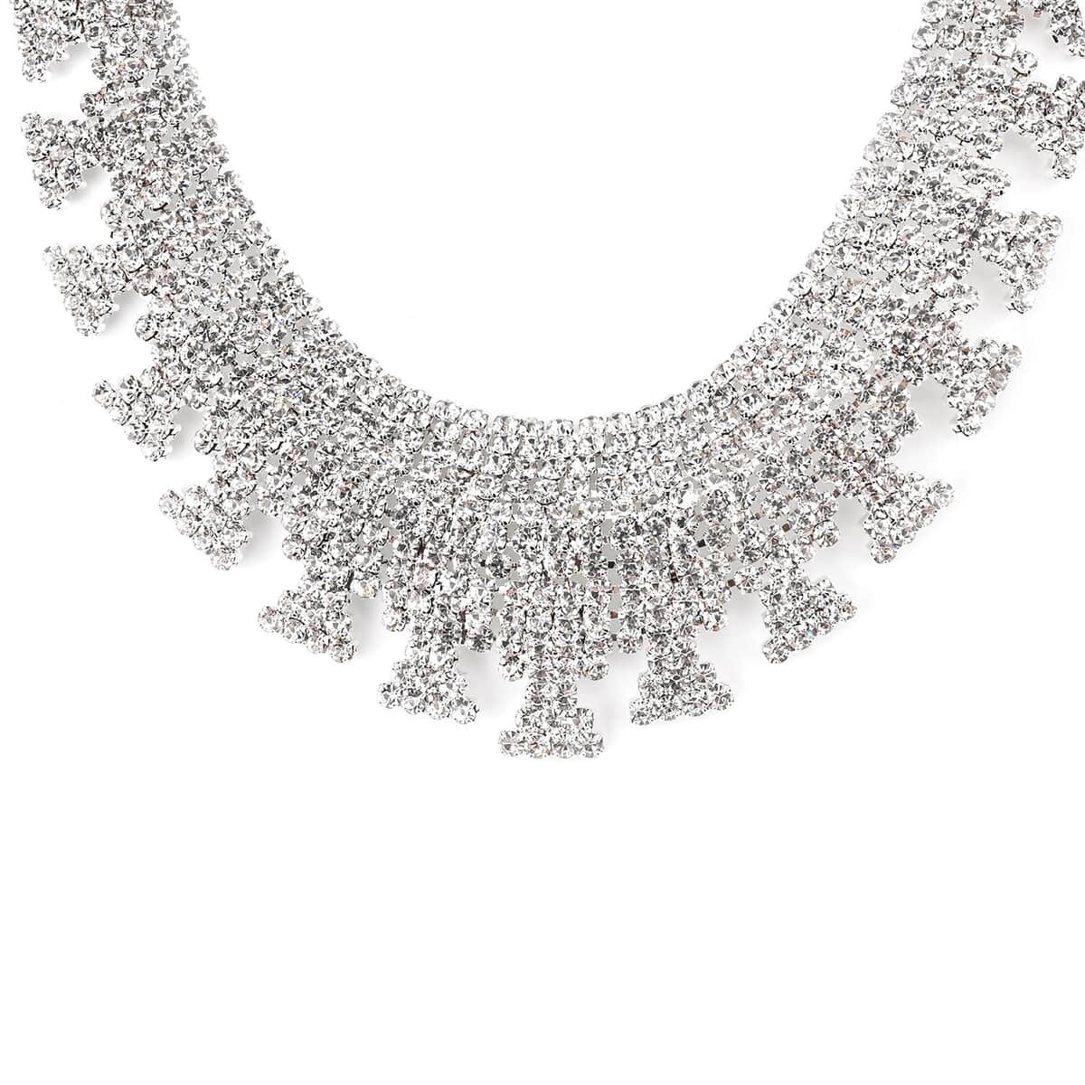 Austrian Crystal Necklace 20-22 Inches and Earrings in Silvertone image number 3