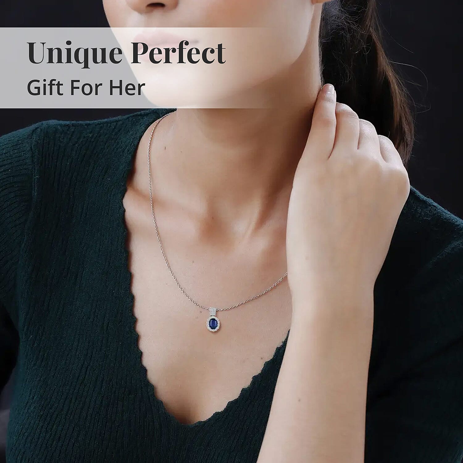 Premium Kashmir Kyanite and White Topaz 5.00 ctw Halo Pendant Necklace in Platinum Over Sterling Silver 20 Inches