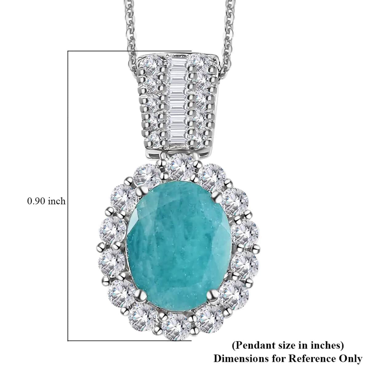 Grandidierite and White Topaz Halo Pendant Necklace 20 Inches in Platinum Over Sterling Silver 5.00 ctw image number 6