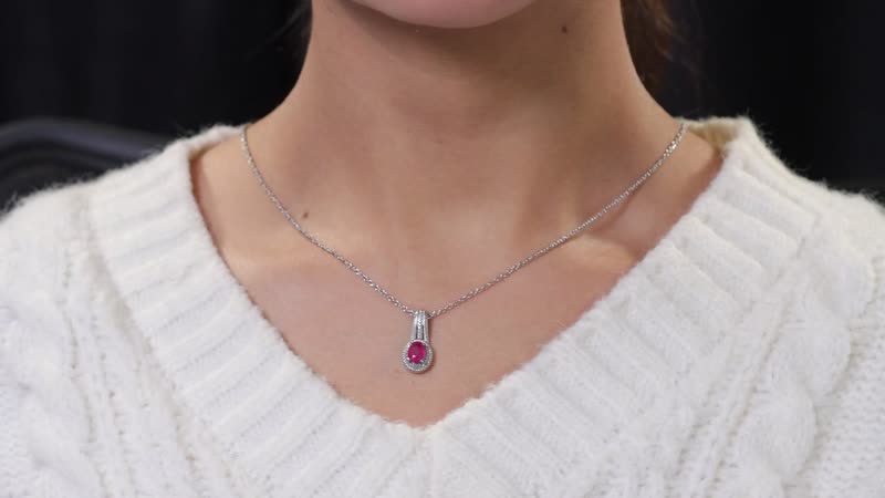 Niassa Ruby (FF) Solitaire Ring (Size 5.0) and Pendant Necklace 20 Inches in Stainless Steel 2.10 ctw
