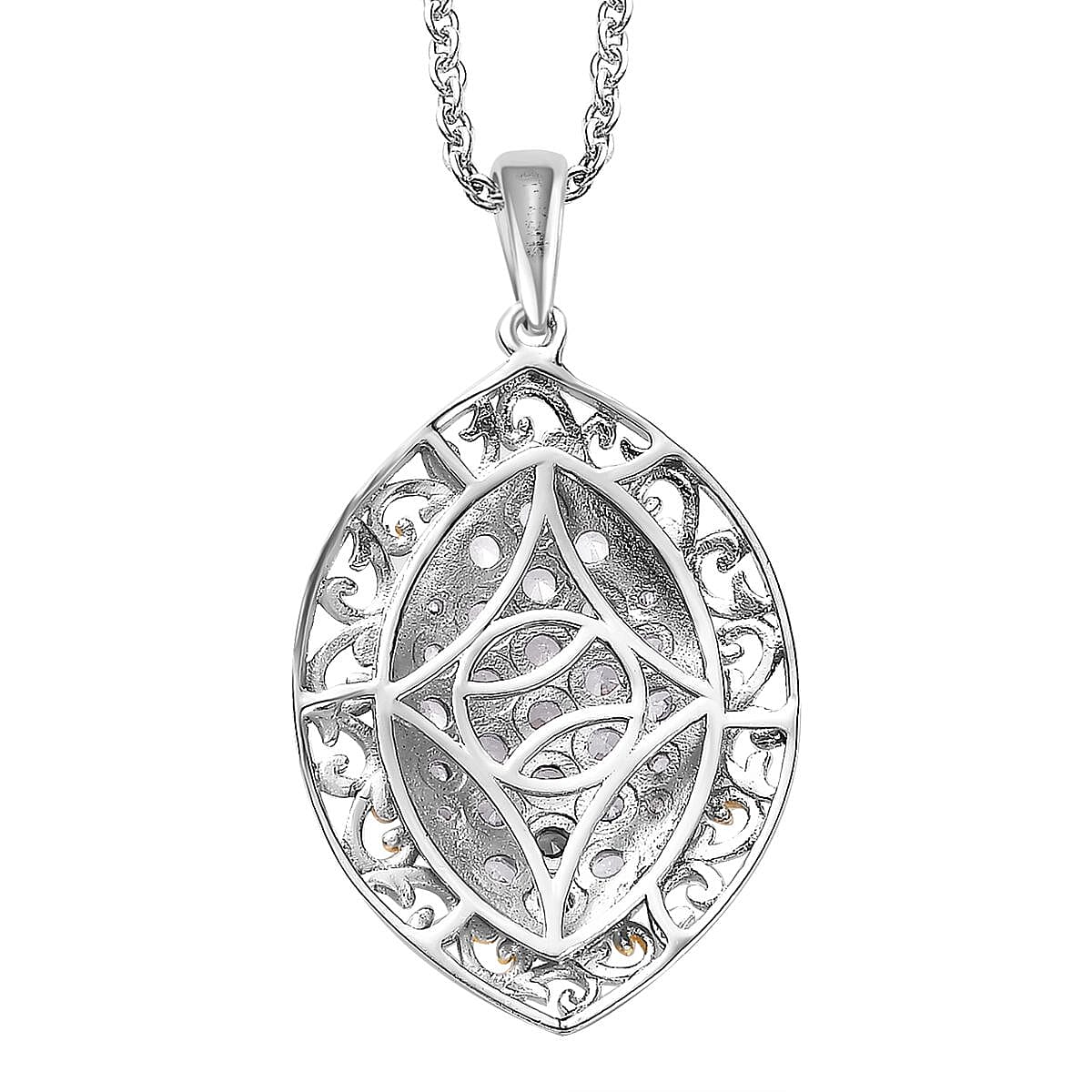 Karis White Zircon Pendant in 18K YG Plated and Platinum Bond with Stainless Steel Necklace 20 Inches 2.30 ctw