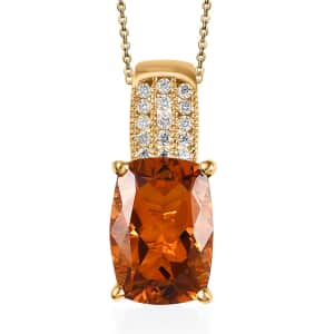 AAA Santa Ana Madeira Citrine and Moissanite Pendant Necklace 20 Inches in Vermeil Yellow Gold Over Sterling Silver 6.75 ctw