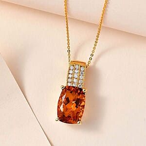 AAA Santa Ana Madeira Citrine and Moissanite 6.75 ctw Pendant Necklace in Vermeil Yellow Gold Over Sterling Silver 20 Inches