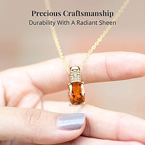 AAA Santa Ana Madeira Citrine and Moissanite 6.75 ctw Pendant Necklace in Vermeil Yellow Gold Over Sterling Silver 20 Inches