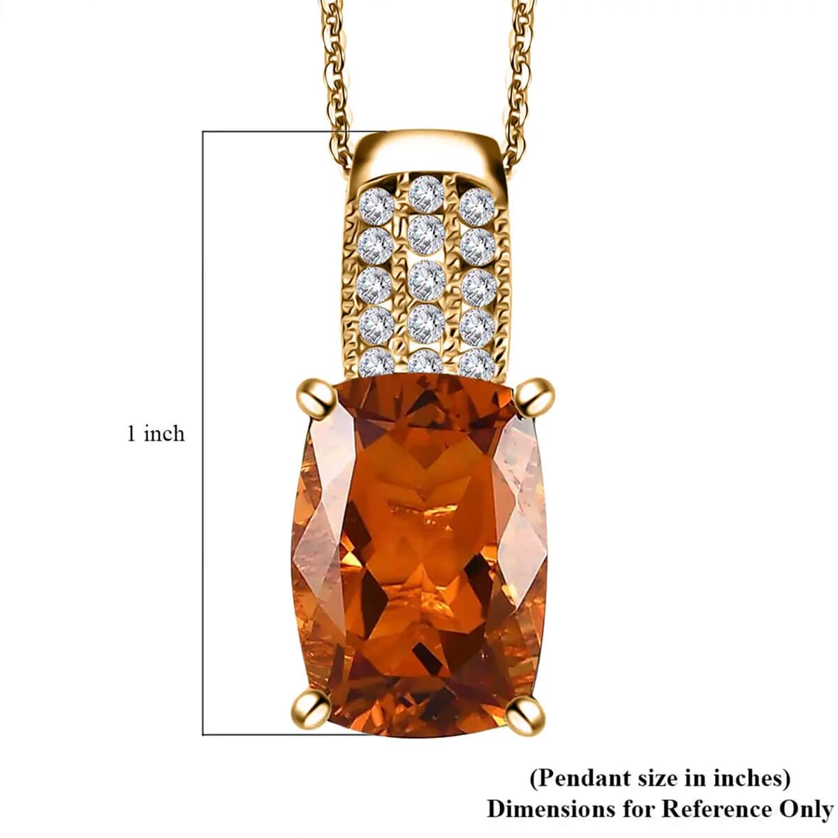 AAA Santa Ana Madeira Citrine and Moissanite Pendant Necklace 20 Inches in Vermeil Yellow Gold Over Sterling Silver 6.75 ctw image number 6