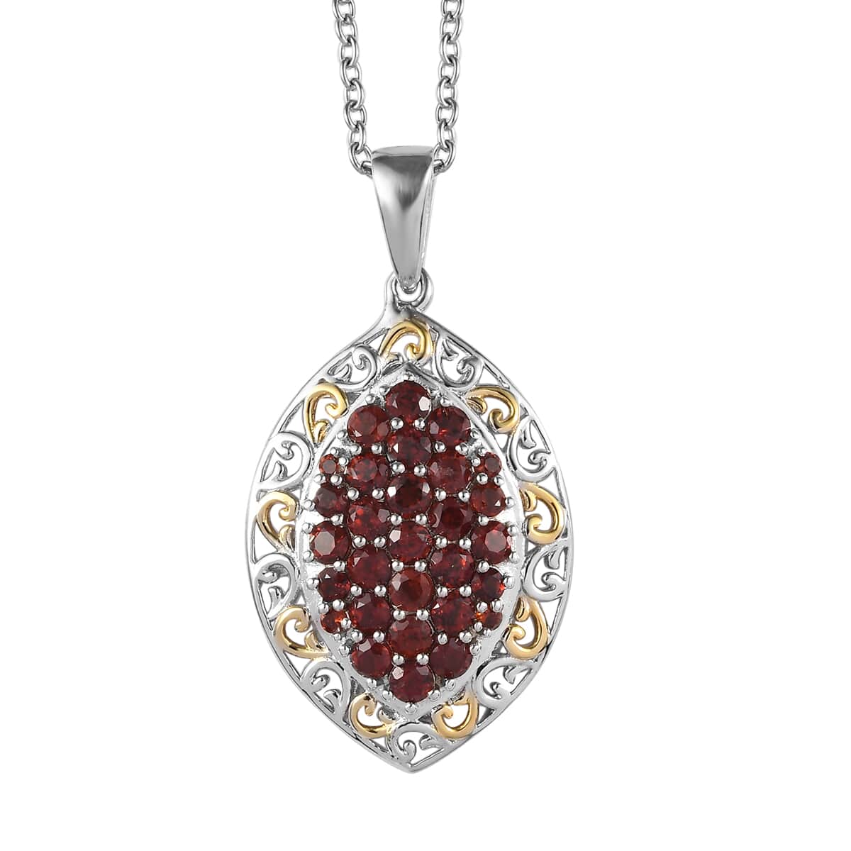 Karis Mozambique Garnet 2.00 ctw Pendant in 18K YG Plated, Platinum Bond with Stainless Steel Necklace (20 Inches) image number 0