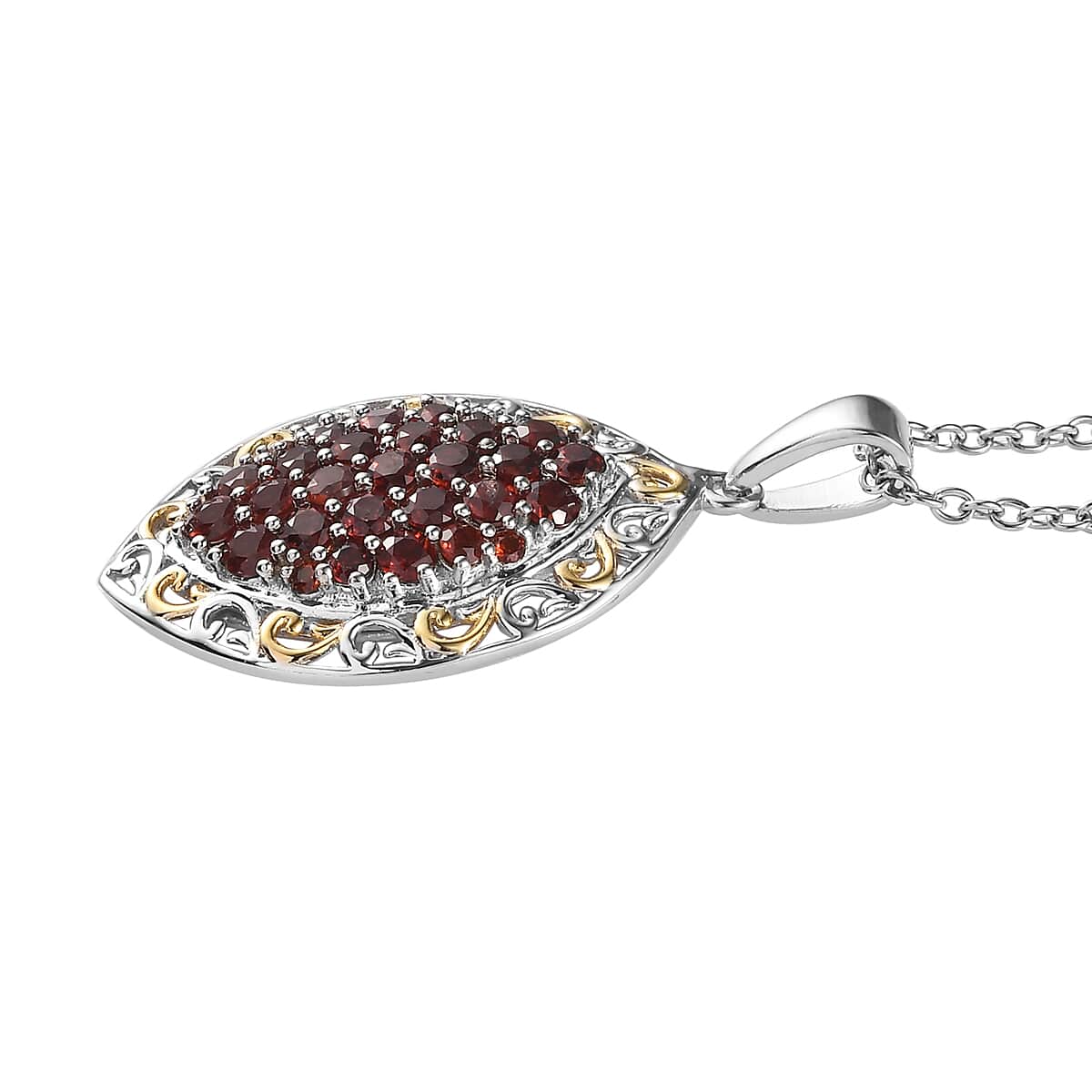 Karis Mozambique Garnet 2.00 ctw Pendant in 18K YG Plated, Platinum Bond with Stainless Steel Necklace (20 Inches) image number 3