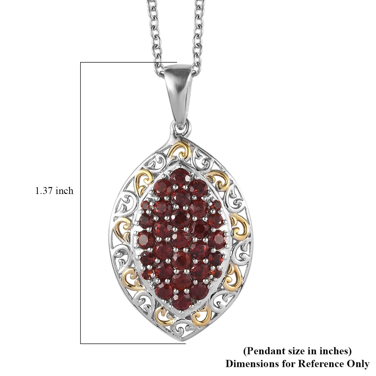 Karis Mozambique Garnet 2.00 ctw Pendant in 18K YG Plated, Platinum Bond with Stainless Steel Necklace (20 Inches) image number 6