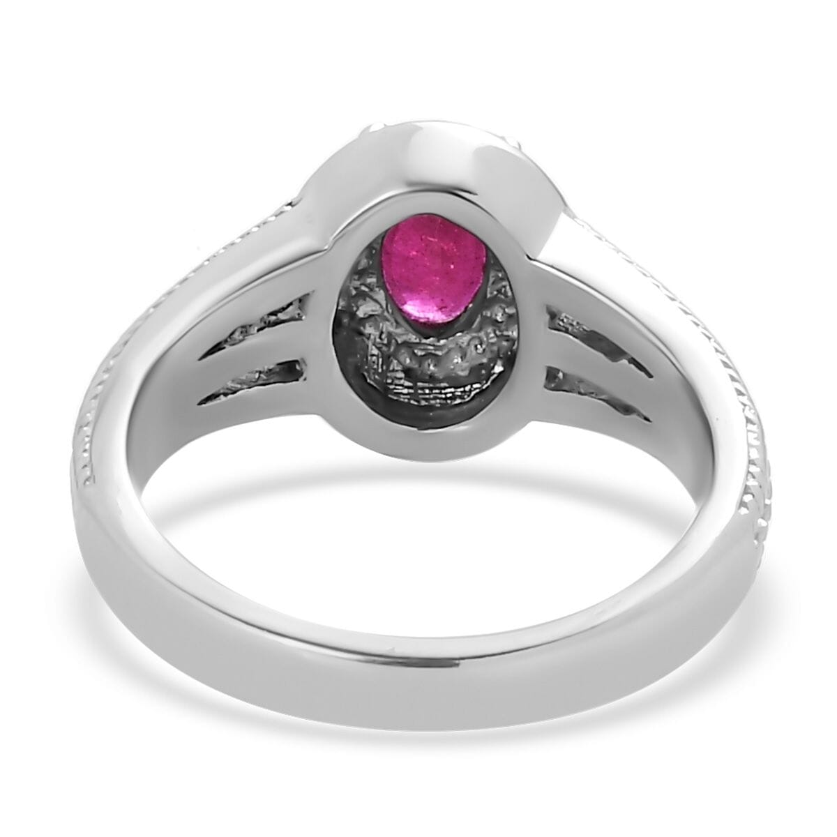 Niassa Ruby (FF) Solitaire Ring (Size 11.0) and Pendant Necklace 20 Inches in Stainless Steel 2.10 ctw image number 5