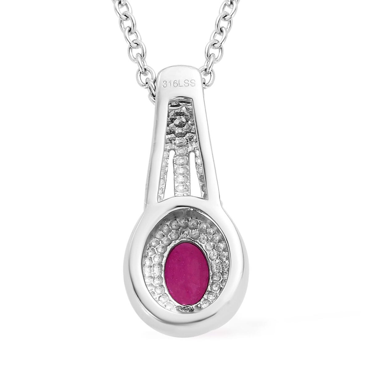 Niassa Ruby (FF) Solitaire Ring (Size 11.0) and Pendant Necklace 20 Inches in Stainless Steel 2.10 ctw image number 8