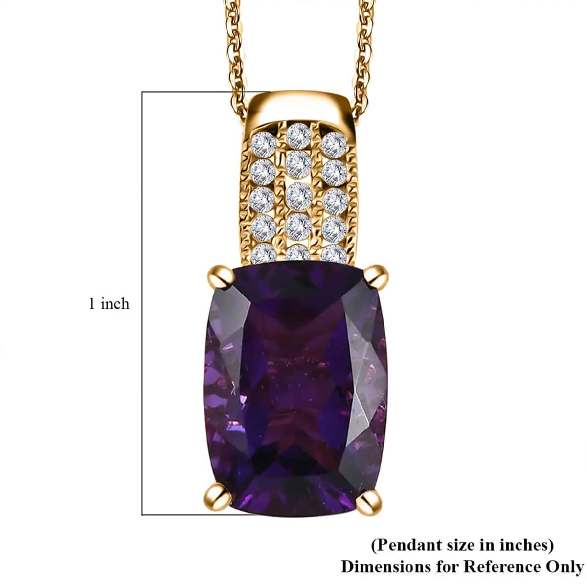 AAA Zambian Amethyst and Moissanite Pendant Necklace 20 Inches in Vermeil Yellow Gold Over Sterling Silver 6.75 ctw image number 6