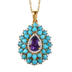 Premium Mashamba Amethyst and Multi Gemstone Cocktail Pendant Necklace 20 Inches in Vermeil Yellow Gold Over Sterling Silver 6.10 ctw