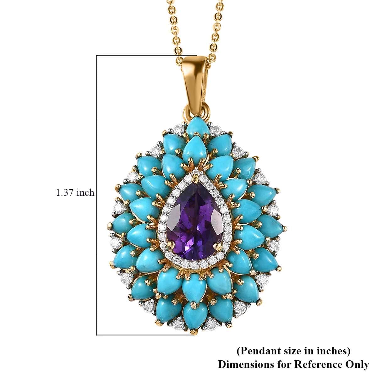 Premium Mashamba Amethyst and Multi Gemstone Cocktail Pendant Necklace 20 Inches in Vermeil Yellow Gold Over Sterling Silver 6.10 ctw image number 6