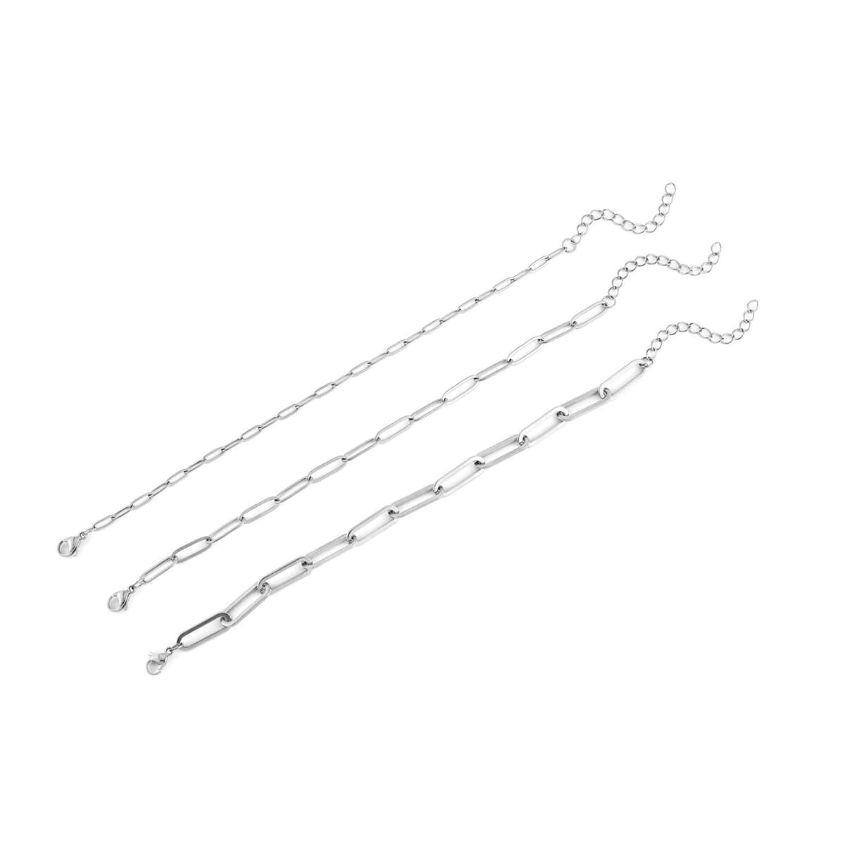 Set of 3 Paperclip Bracelet in Stainless Steel (7.50-9.50In) image number 0
