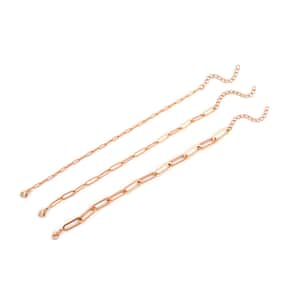 Set of 3 Paperclip Bracelet in ION Plated RG Stainless Steel (7.50-9.50In)