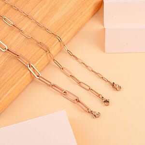 Set of 3 Paperclip Bracelet in ION Plated RG Stainless Steel (7.50-9.50In)