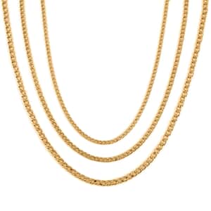 Ever True Set of 3 Curb Chain Necklaces 16, 20, 24 Inches with 2 Inch Extender in ION Plated YG Stainless Steel