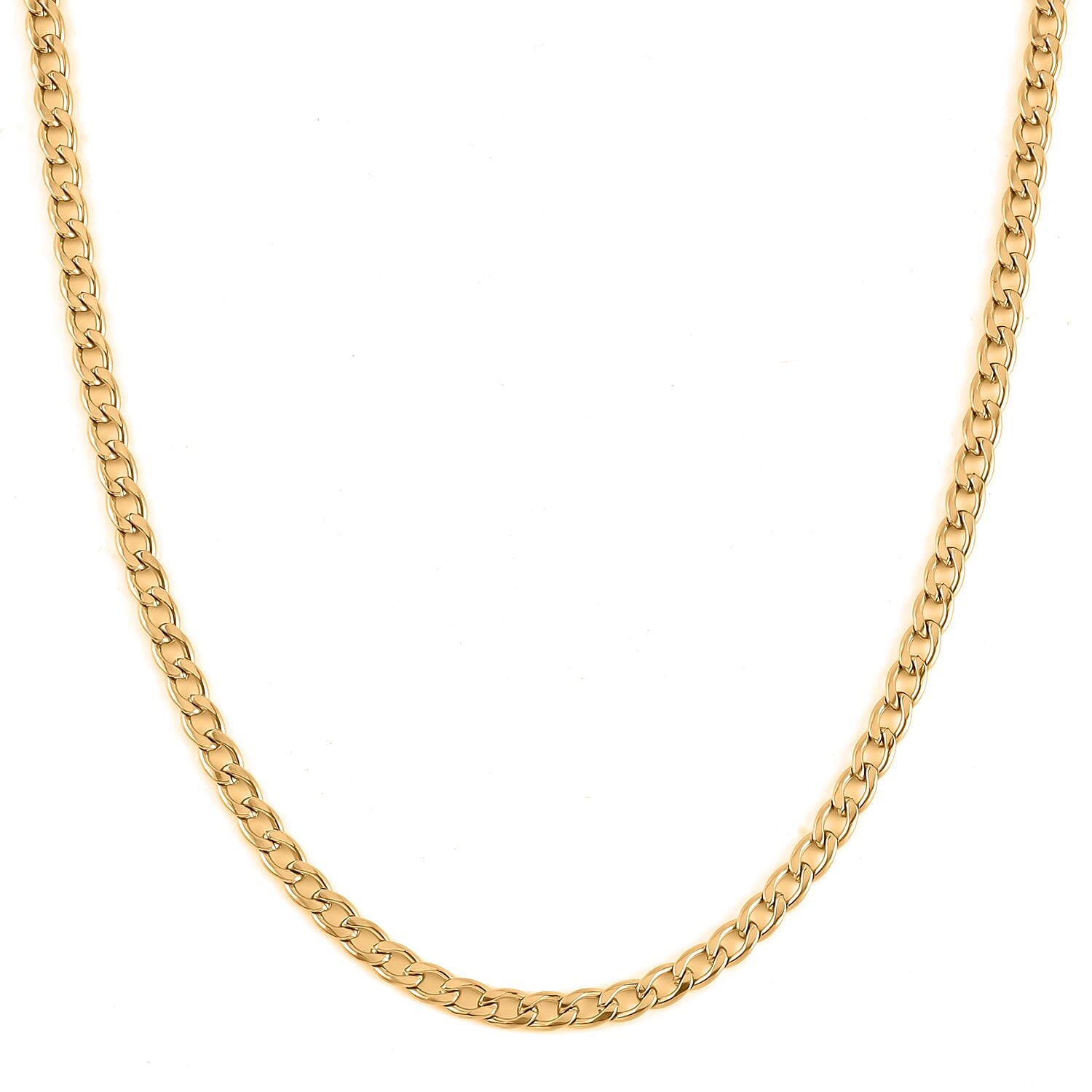 EverTrue Set of 3 Curb Chain Necklaces 16, 20, 24 Inches with 2In Extender in ION Plated YG Stainless Steel