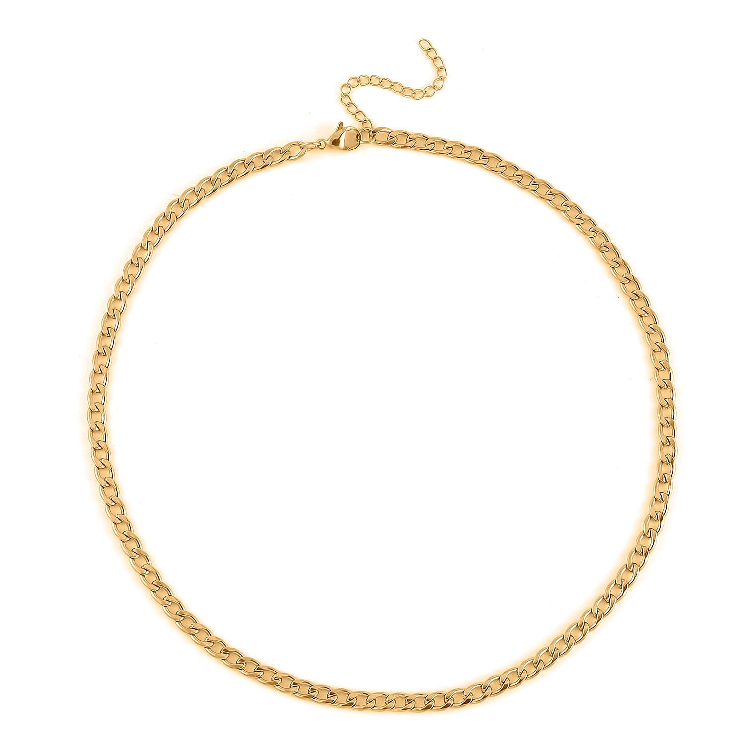 EverTrue Set of 3 Curb Chain Necklaces 16, 20, 24 Inches with 2In Extender in ION Plated YG Stainless Steel