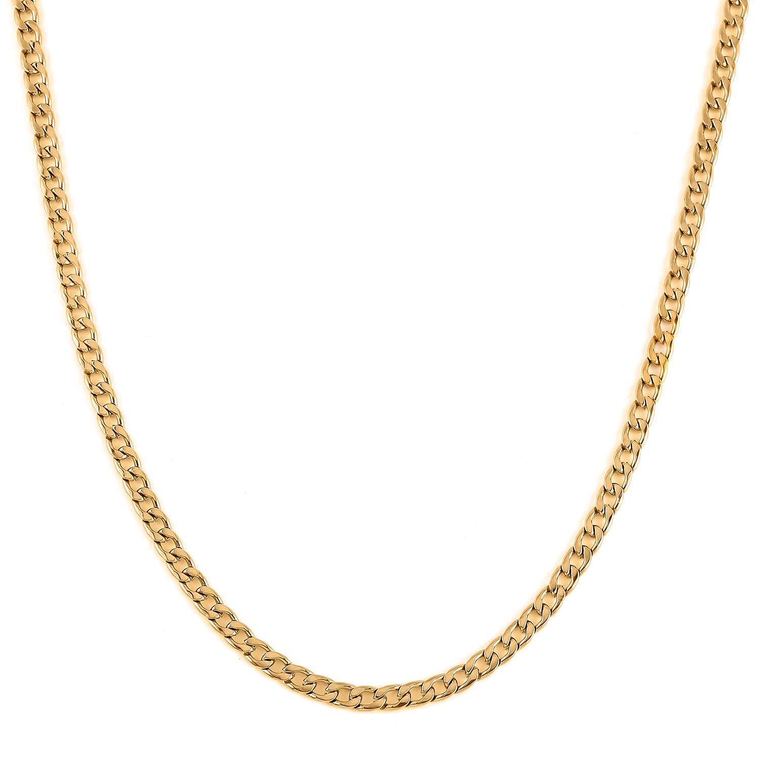EverTrue Set of 3 Curb Chain Necklaces 16, 20, 24 Inches with 2In Extender in ION Plated YG Stainless Steel