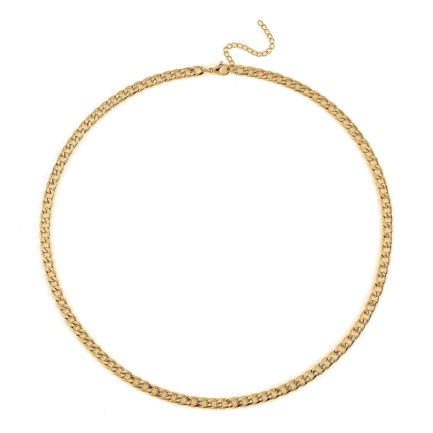 EverTrue Set of 3 Curb Chain Necklaces 16, 20, 24 Inches with 2In Extender in ION Plated YG Stainless Steel