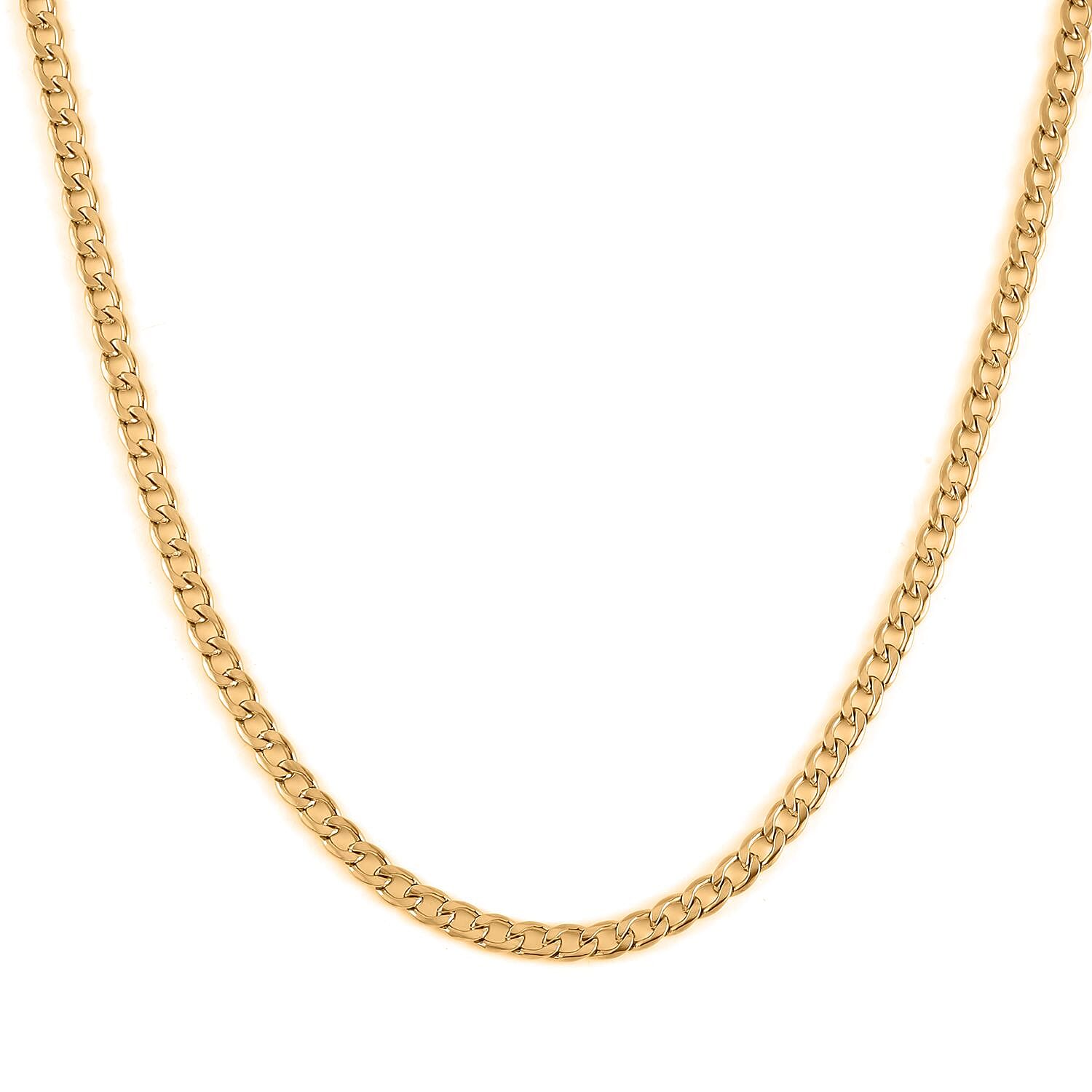 EverTrue Set of 3 Curb Chain Necklaces 16, 20, 24 Inches with 2In Extender in ION Plated YG Stainless Steel