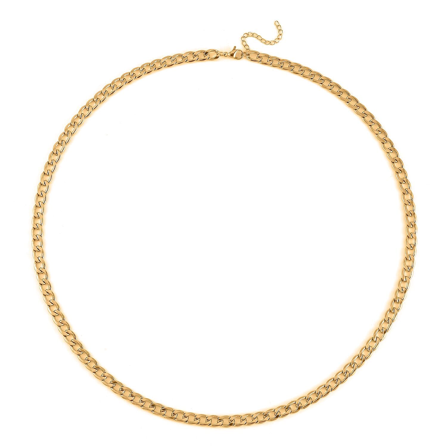 EverTrue Set of 3 Curb Chain Necklaces 16, 20, 24 Inches with 2In Extender in ION Plated YG Stainless Steel