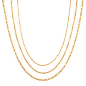 Ever True Set of 3 Rolo Chain Necklaces 16, 20, 24 Inches with 2In Extender in ION Plated YG Stainless Steel