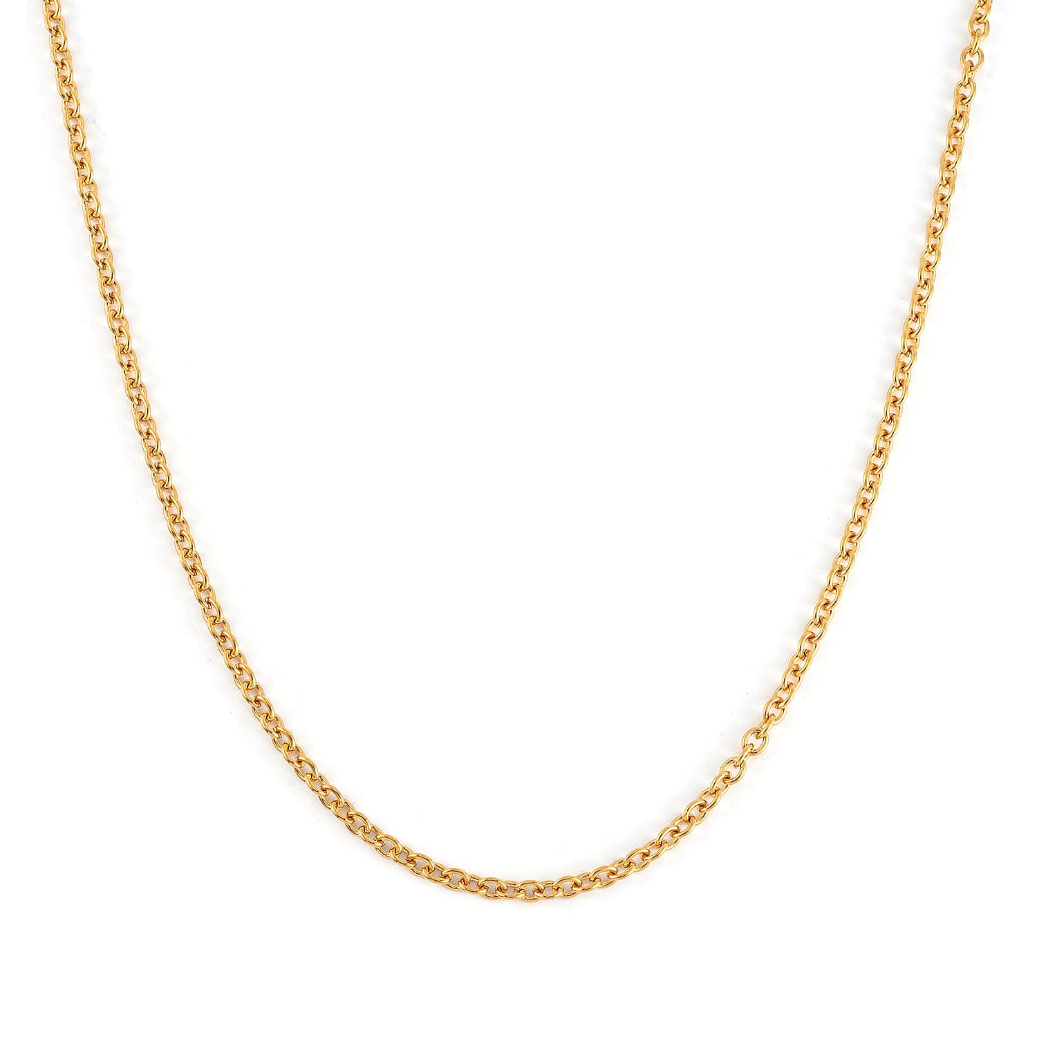 EverTrue Set of 3 Rolo Chain Necklaces 16, 20, 24 Inches with 2In Extender in ION Plated YG Stainless Steel