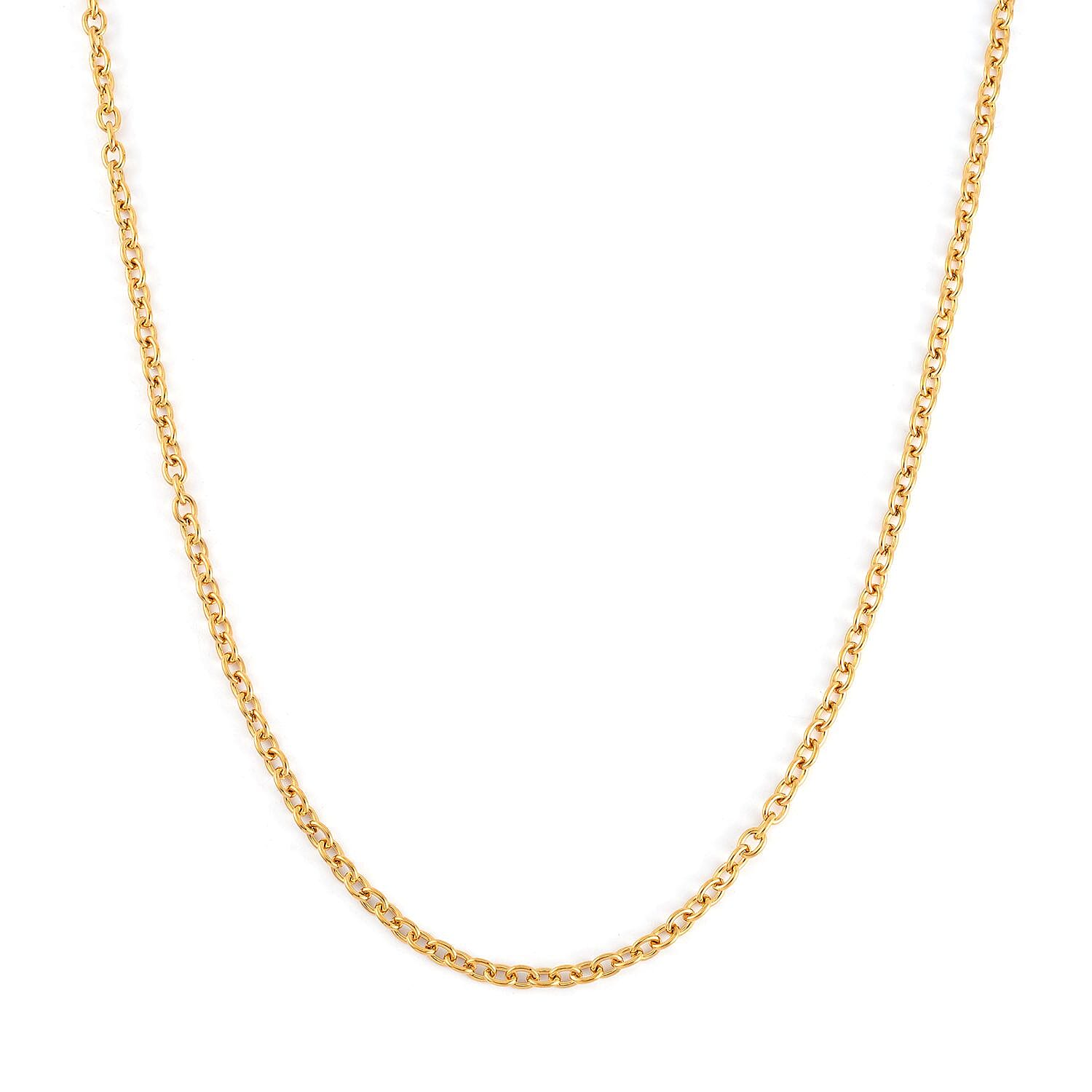 EverTrue Set of 3 Rolo Chain Necklaces 16, 20, 24 Inches with 2In Extender in ION Plated YG Stainless Steel