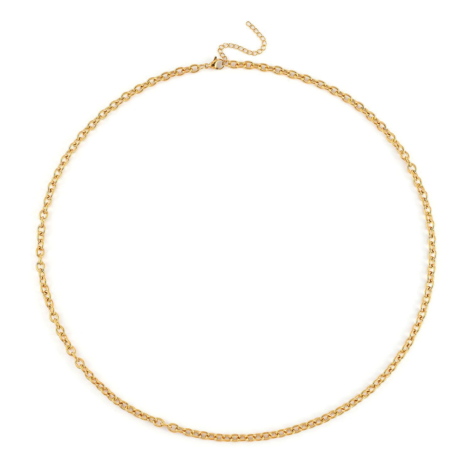 EverTrue Set of 3 Rolo Chain Necklaces 16, 20, 24 Inches with 2In Extender in ION Plated YG Stainless Steel