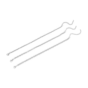 Set of 3 Rolo Chain Bracelet in Stainless Steel (7.50-9.50In)