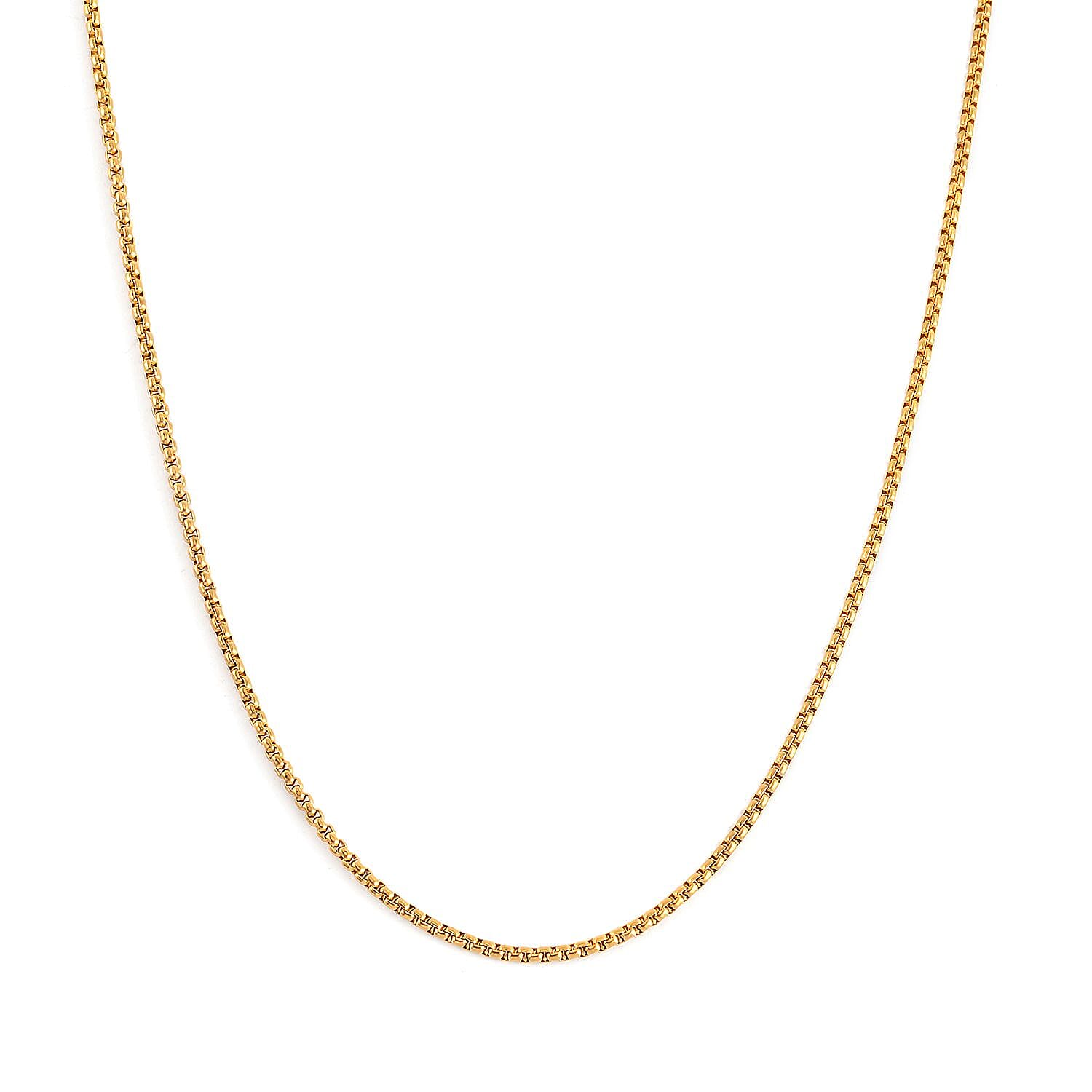 EverTrue Set of 3 Box Link Chain Necklace (16, 20 and 24 Inches) with 2In Extender in ION Plated YG Stainless Steel