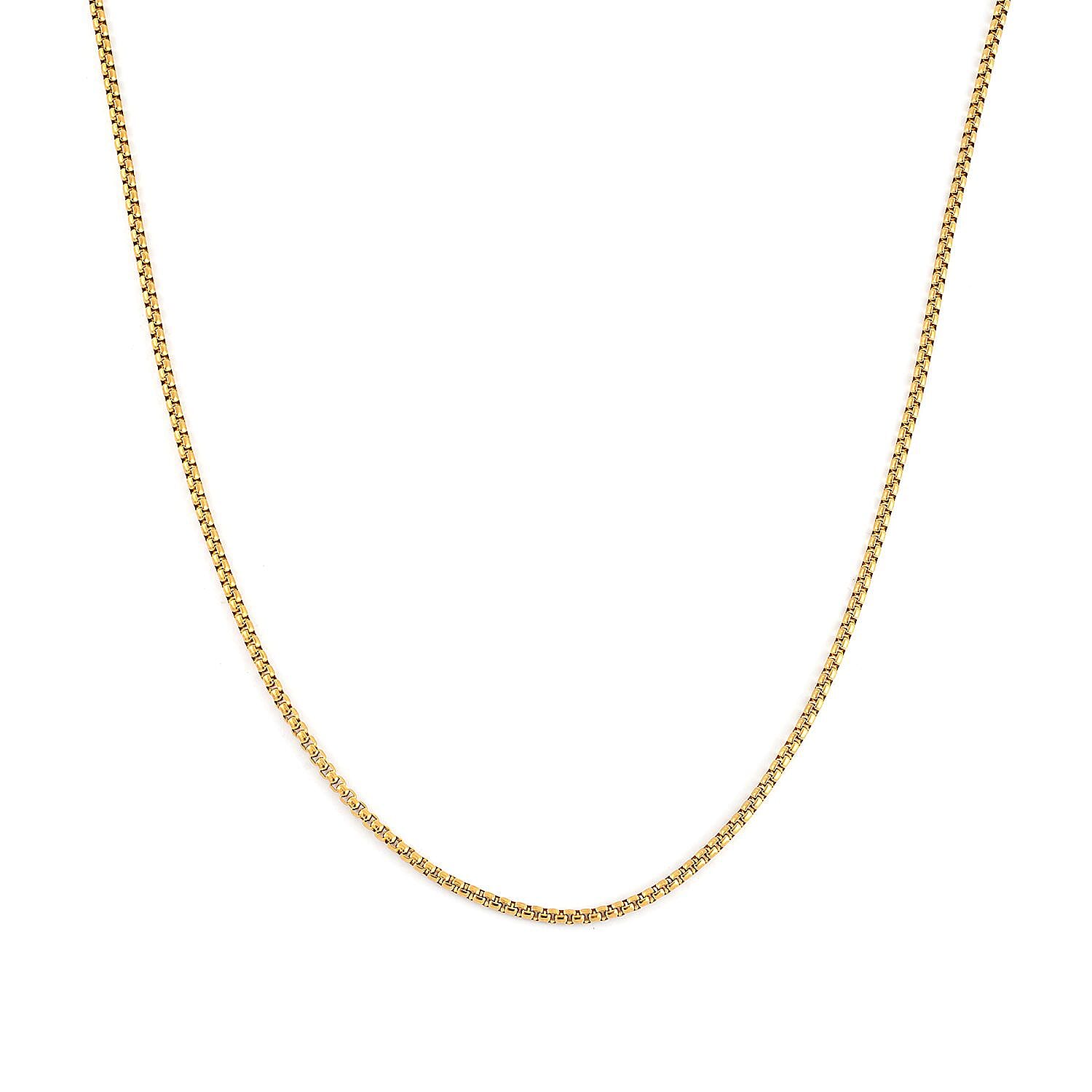 EverTrue Set of 3 Box Link Chain Necklace (16, 20 and 24 Inches) with 2In Extender in ION Plated YG Stainless Steel