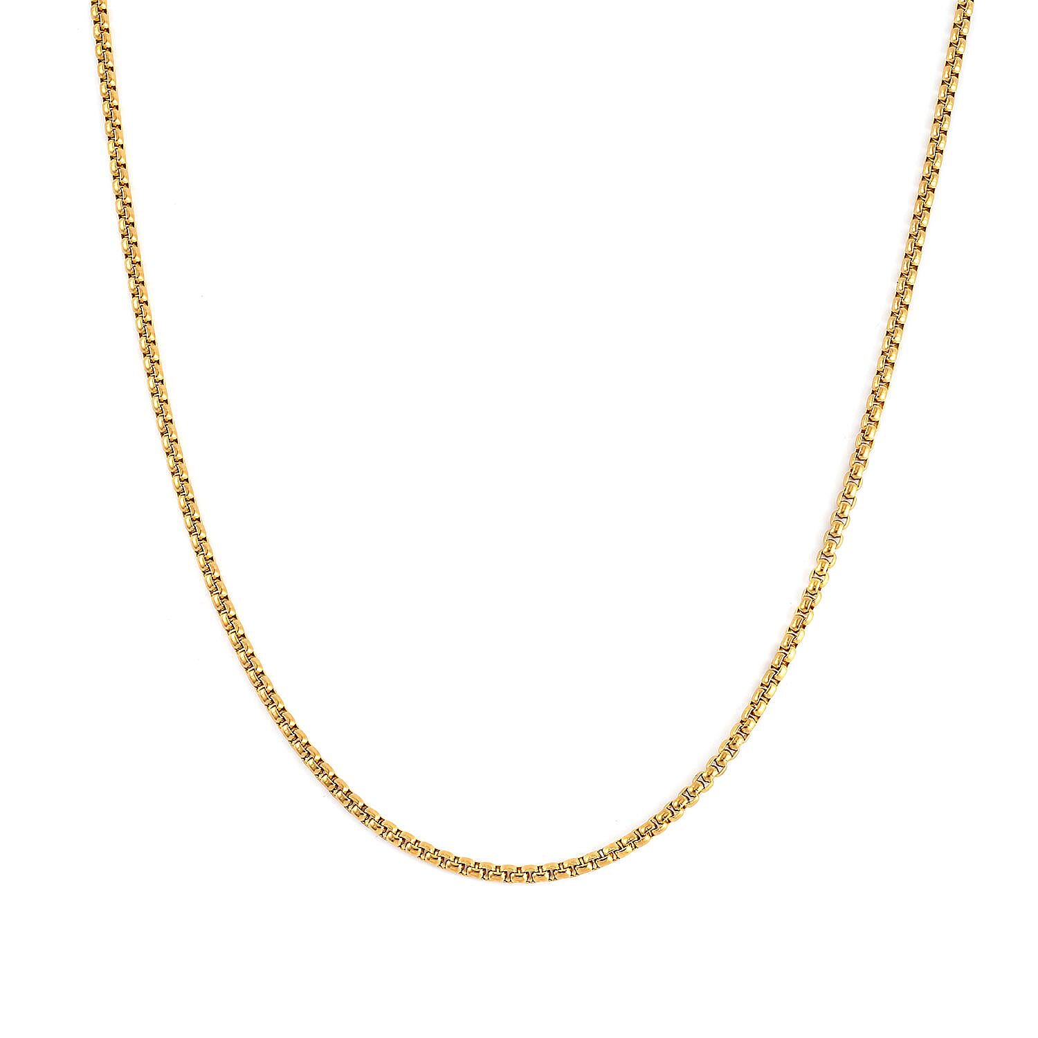 EverTrue Set of 3 Box Link Chain Necklace (16, 20 and 24 Inches) with 2In Extender in ION Plated YG Stainless Steel