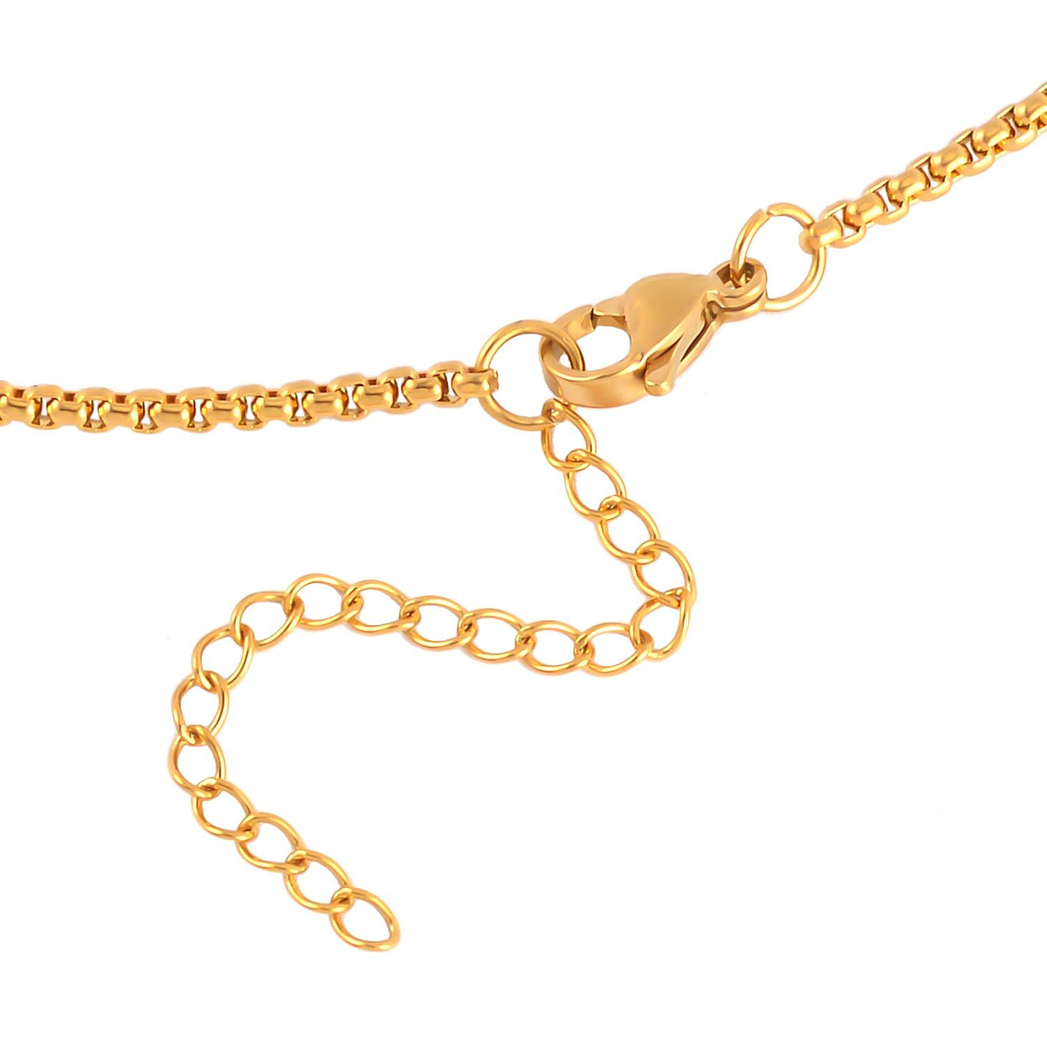 EverTrue Set of 3 Box Link Chain Necklace (16, 20 and 24 Inches) with 2In Extender in ION Plated YG Stainless Steel
