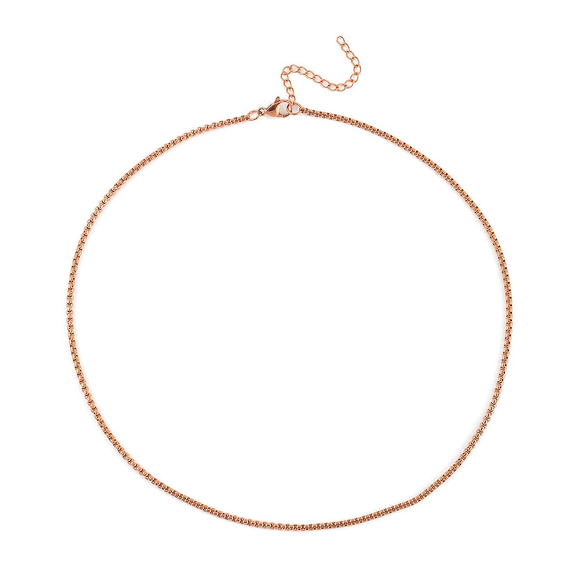 EverTrue Set of 3 Box Link Chain Necklace (16, 20 and 24 Inches) with 2In Extender in ION Plated RG Stainless Steel image number 3