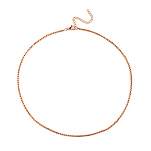 EverTrue Set of 3 Box Link Chain Necklace (16, 20 and 24 Inches) with 2In Extender in ION Plated RG Stainless Steel