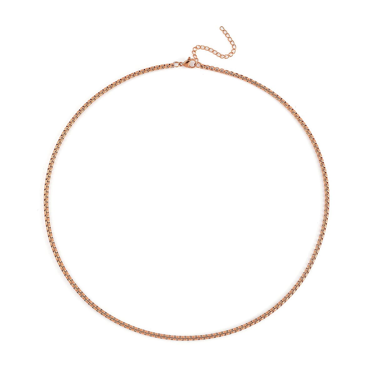 EverTrue Set of 3 Box Link Chain Necklace (16, 20 and 24 Inches) with 2In Extender in ION Plated RG Stainless Steel image number 5