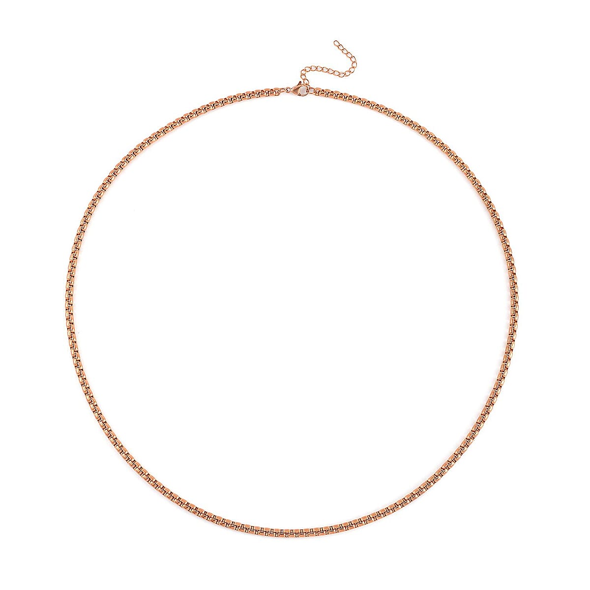 EverTrue Set of 3 Box Link Chain Necklace (16, 20 and 24 Inches) with 2In Extender in ION Plated RG Stainless Steel image number 7