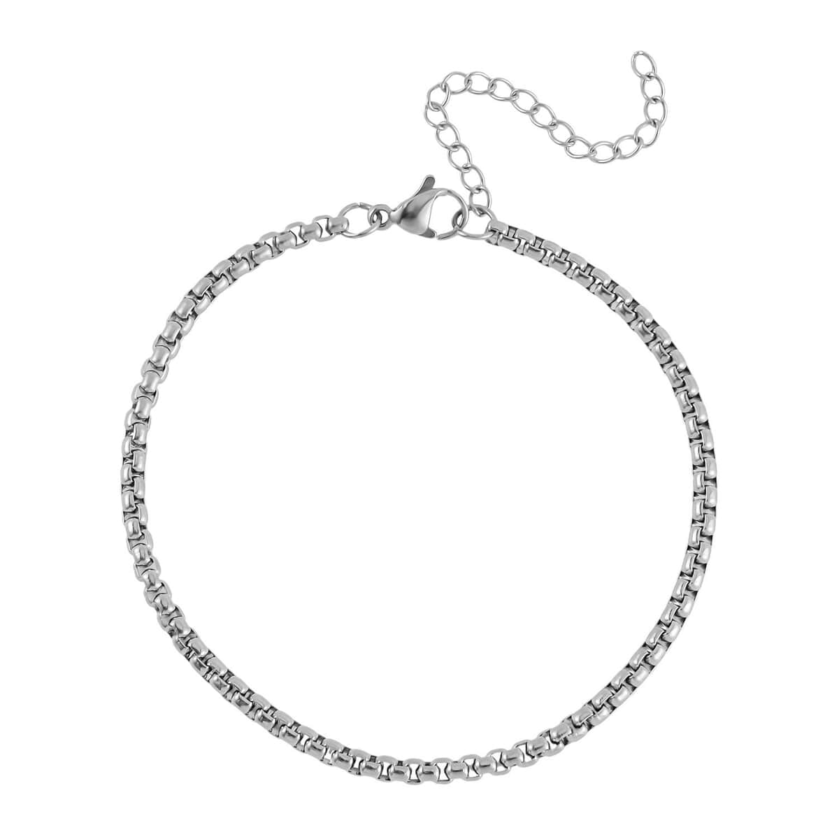Set of 3 Round Box Chain Bracelet in Stainless Steel (7.50-9.50In) image number 4